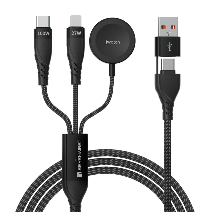 ChargeFusion Pro: 3-in-2 100W PD Cable with Apple Watch Charger Support