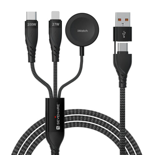 ChargeFusion Pro: 3-in-2 100W PD Cable with Apple Watch Charger Support