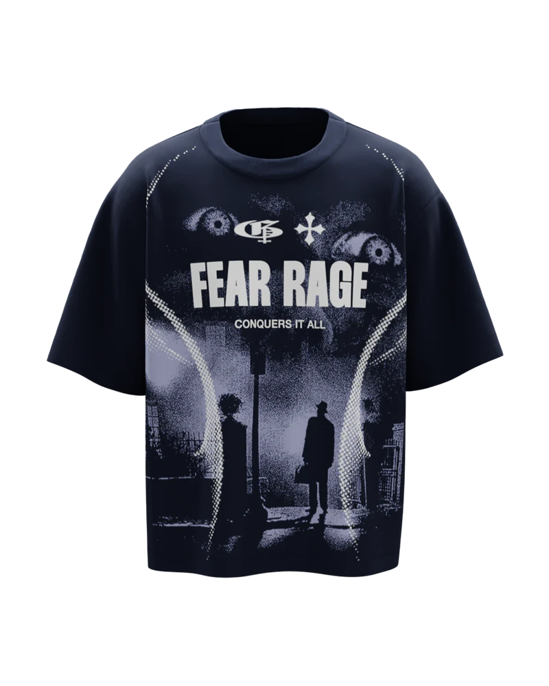 Fear Navy Blue Boxy Oversized Tshirt