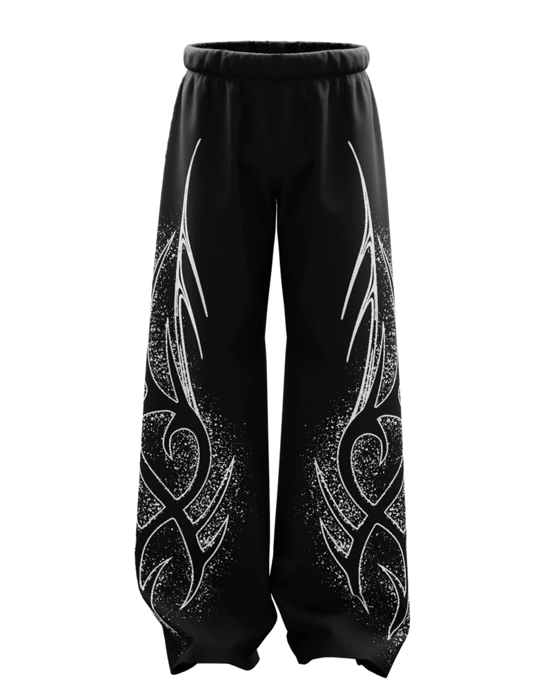 Nova Black Unisex Straight Fit Baggy Pants