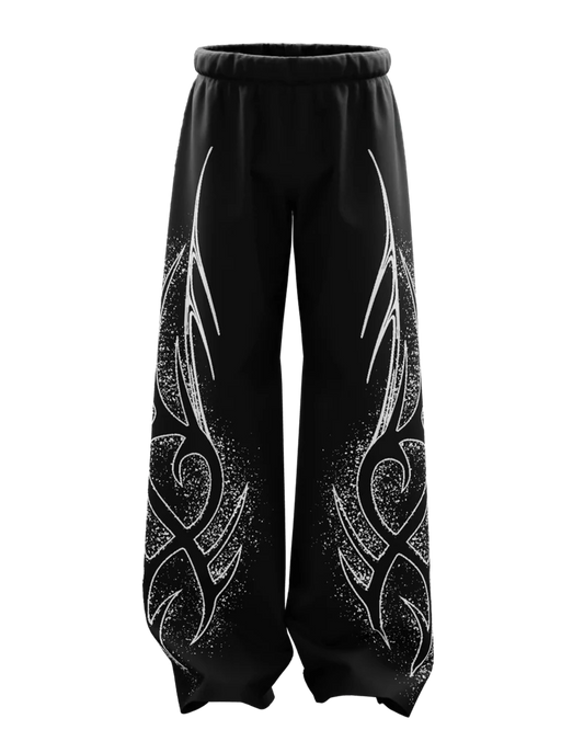 Nova Black Unisex Straight Fit Baggy Pants