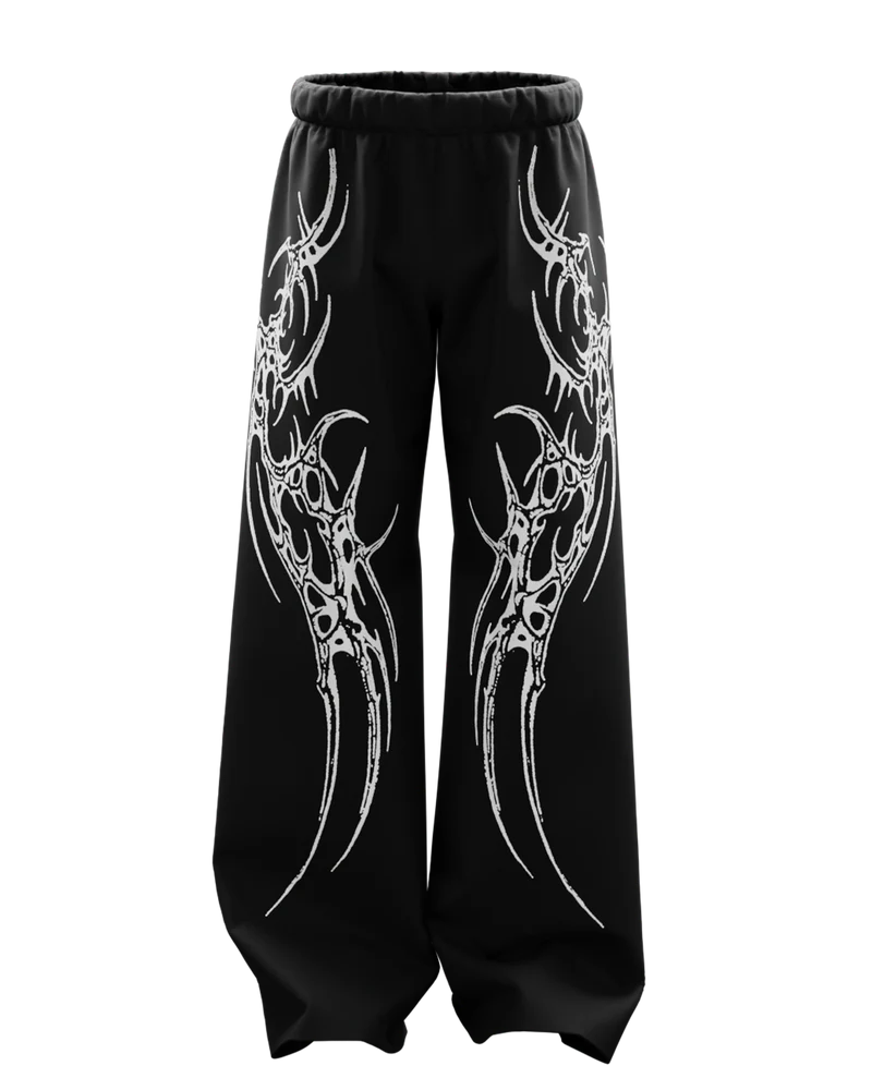 Saiyan Black Unisex Straight Fit Baggy Pants