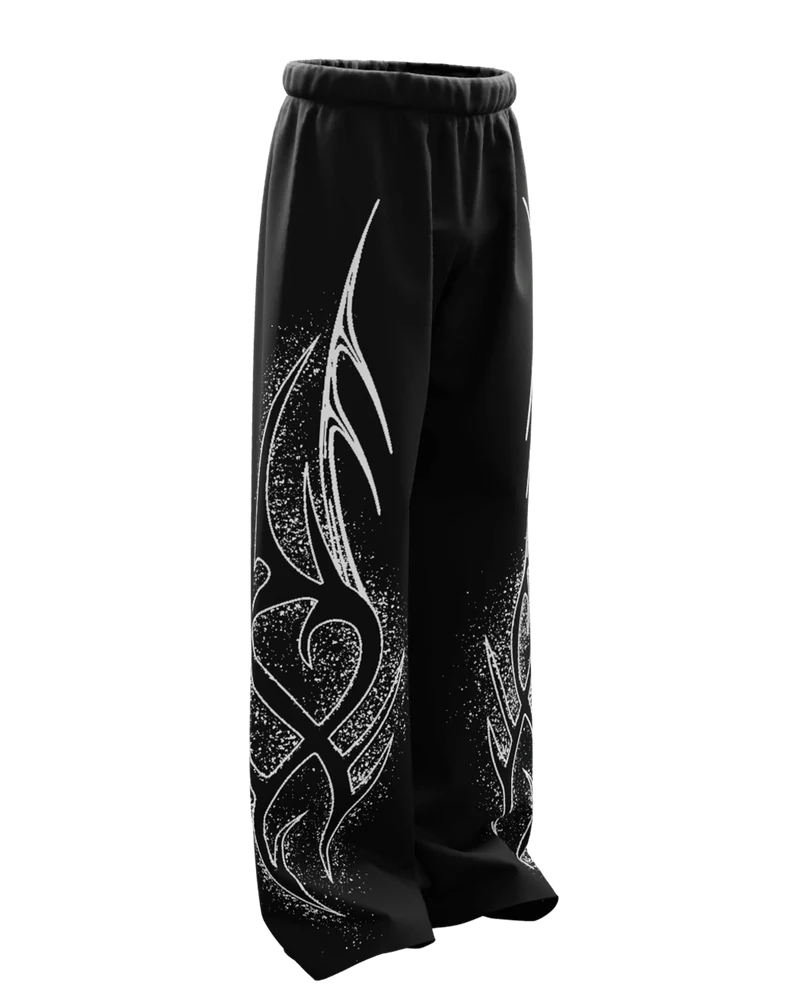 Nova Black Unisex Straight Fit Baggy Pants