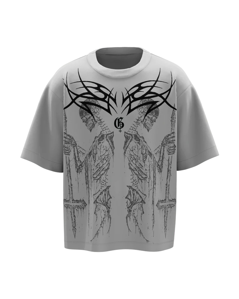 Cursed Unisex Crystal Grey Oversized Tshirt