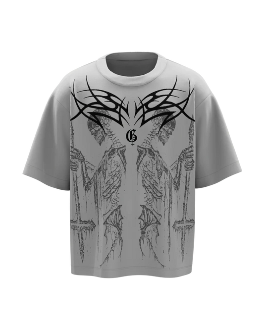 Cursed Unisex Crystal Grey Oversized Tshirt