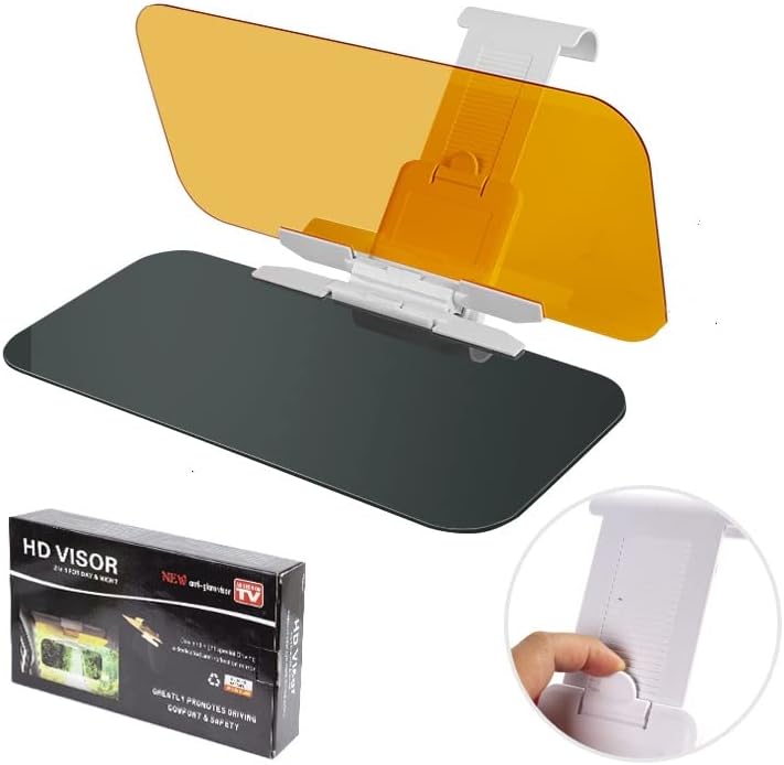 Car Sun Visor Two-sided Anti-Glare Visor 2 in 1 Automobile Sun Anti-UV Anti-Dazzle High Definition Sunshade Mirror Goggle Shield Universal Car Windshield Sun Visor for Sun Glare Snow Blindness UV Rays