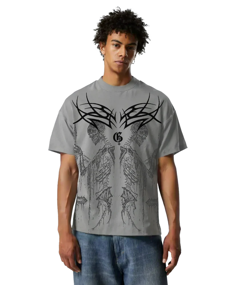Cursed Unisex Crystal Grey Oversized Tshirt