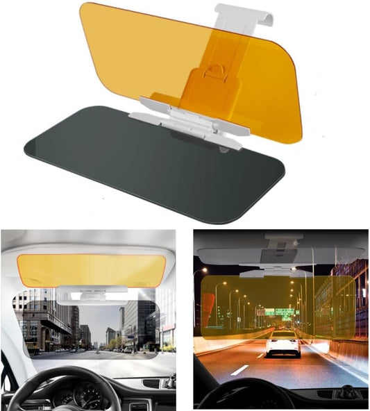 Car Sun Visor Two-sided Anti-Glare Visor 2 in 1 Automobile Sun Anti-UV Anti-Dazzle High Definition Sunshade Mirror Goggle Shield Universal Car Windshield Sun Visor for Sun Glare Snow Blindness UV Rays