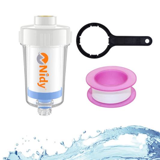 Nidy® Whole House Water Filtration System, Reusable Inline Sediment Water Filter, Pre-Filtration System for Washing Machine and Dishwasher Water Purifier, Taps, Faucet, CE-RoHS Approved (Multi-layer PP Cotton Filter, Filtration Accuracy: 3-5 Microns)