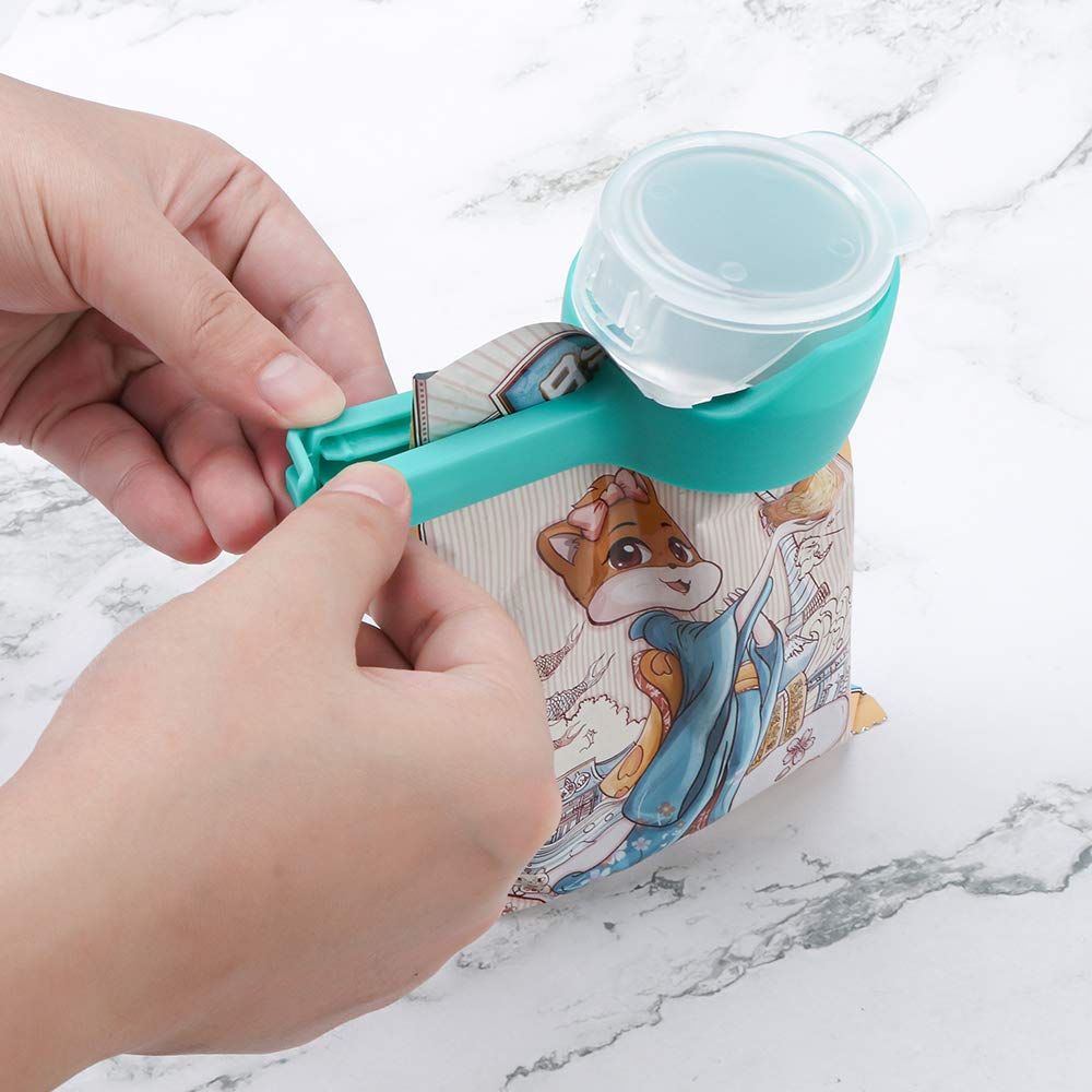 4pcs Food Bag Clips with Pour Spouts, Great Clips Bags for Kitchen, Suitable for Small Particle Food, Liquid,Flour and Baby Food Storage Organizer