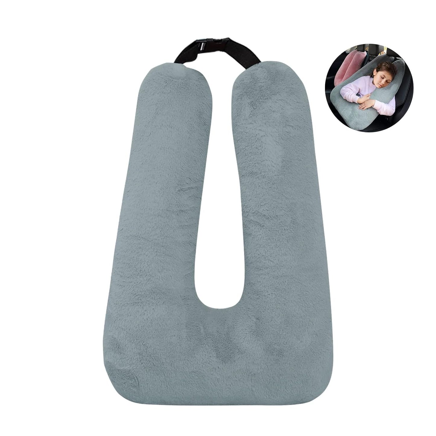 BSROLUNA Travel Pillow Car Sleeping Long Journeys Pillows for The Back seat Adults and Children on Head Support and Body Support U-Shaped Pillows(Grey)