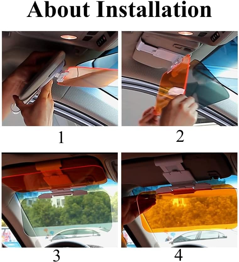 Car Sun Visor Two-sided Anti-Glare Visor 2 in 1 Automobile Sun Anti-UV Anti-Dazzle High Definition Sunshade Mirror Goggle Shield Universal Car Windshield Sun Visor for Sun Glare Snow Blindness UV Rays