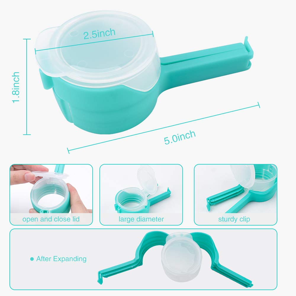 4pcs Food Bag Clips with Pour Spouts, Great Clips Bags for Kitchen, Suitable for Small Particle Food, Liquid,Flour and Baby Food Storage Organizer