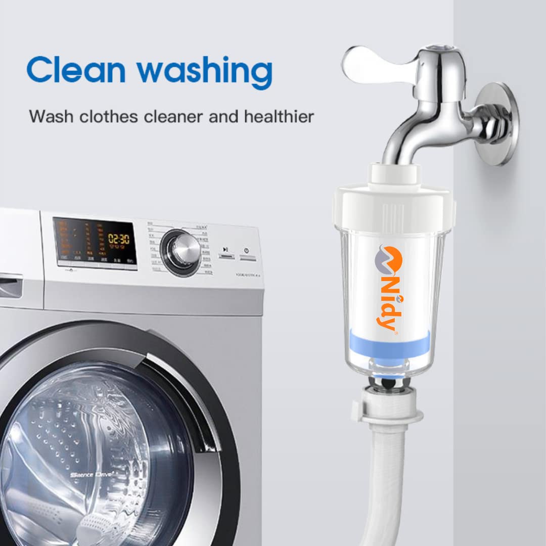 Nidy® Whole House Water Filtration System, Reusable Inline Sediment Water Filter, Pre-Filtration System for Washing Machine and Dishwasher Water Purifier, Taps, Faucet, CE-RoHS Approved (Multi-layer PP Cotton Filter, Filtration Accuracy: 3-5 Microns)