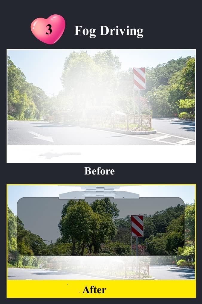 Car Sun Visor Two-sided Anti-Glare Visor 2 in 1 Automobile Sun Anti-UV Anti-Dazzle High Definition Sunshade Mirror Goggle Shield Universal Car Windshield Sun Visor for Sun Glare Snow Blindness UV Rays