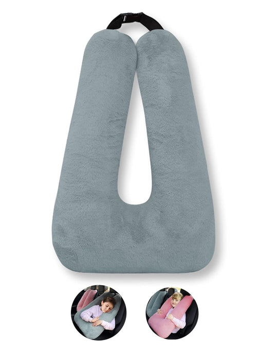 BSROLUNA Travel Pillow Car Sleeping Long Journeys Pillows for The Back seat Adults and Children on Head Support and Body Support U-Shaped Pillows(Grey)