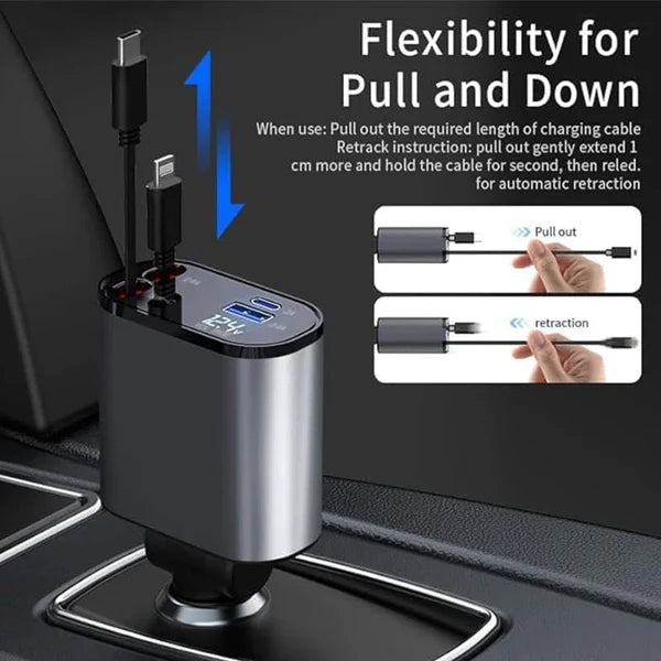 4-in-1 Retractable Car Charger