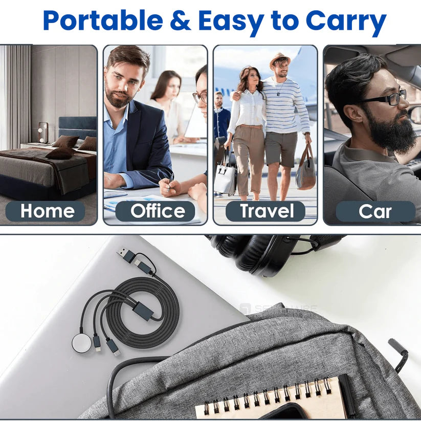 ChargeFusion Pro: 3-in-2 100W PD Cable with Apple Watch Charger Support