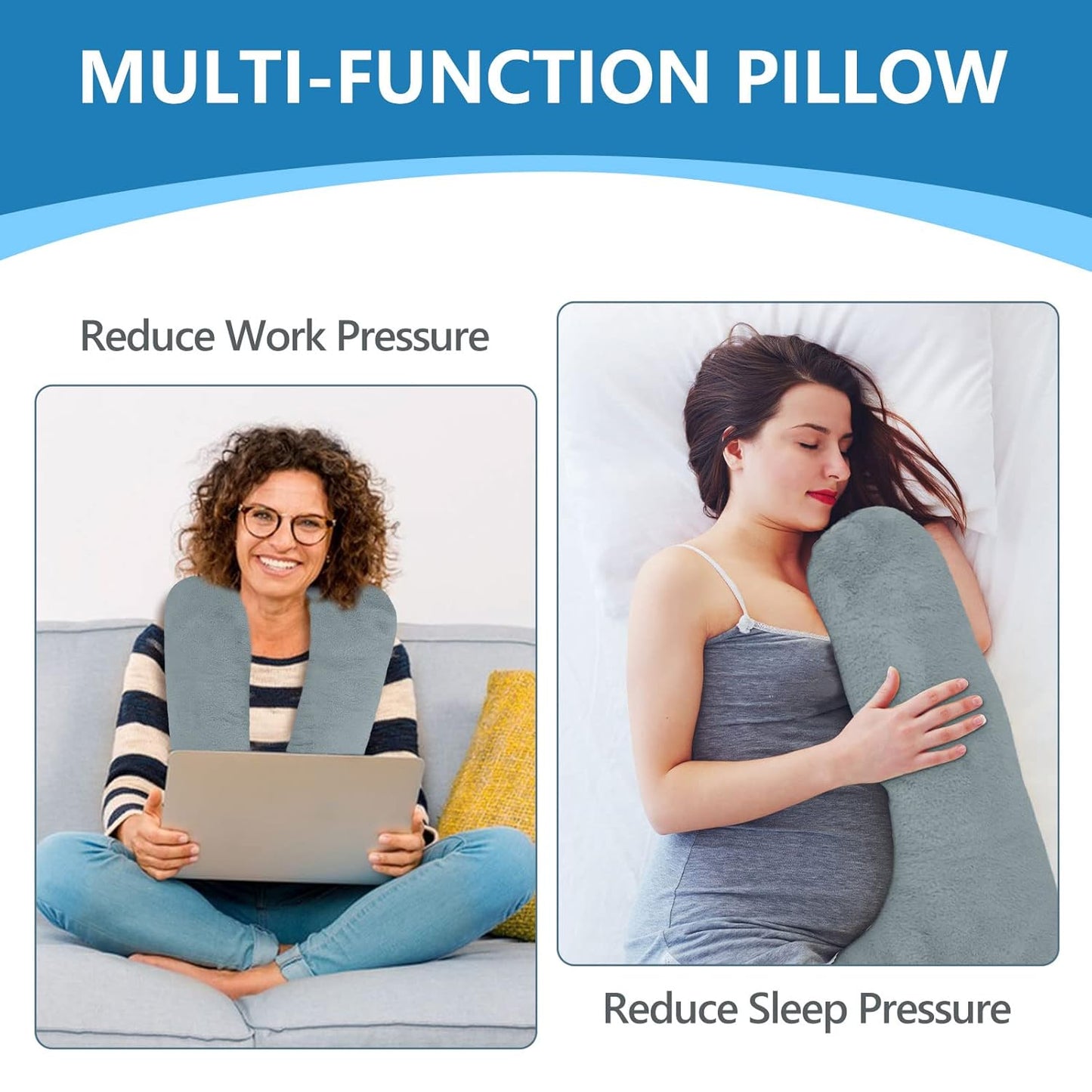 BSROLUNA Travel Pillow Car Sleeping Long Journeys Pillows for The Back seat Adults and Children on Head Support and Body Support U-Shaped Pillows(Grey)