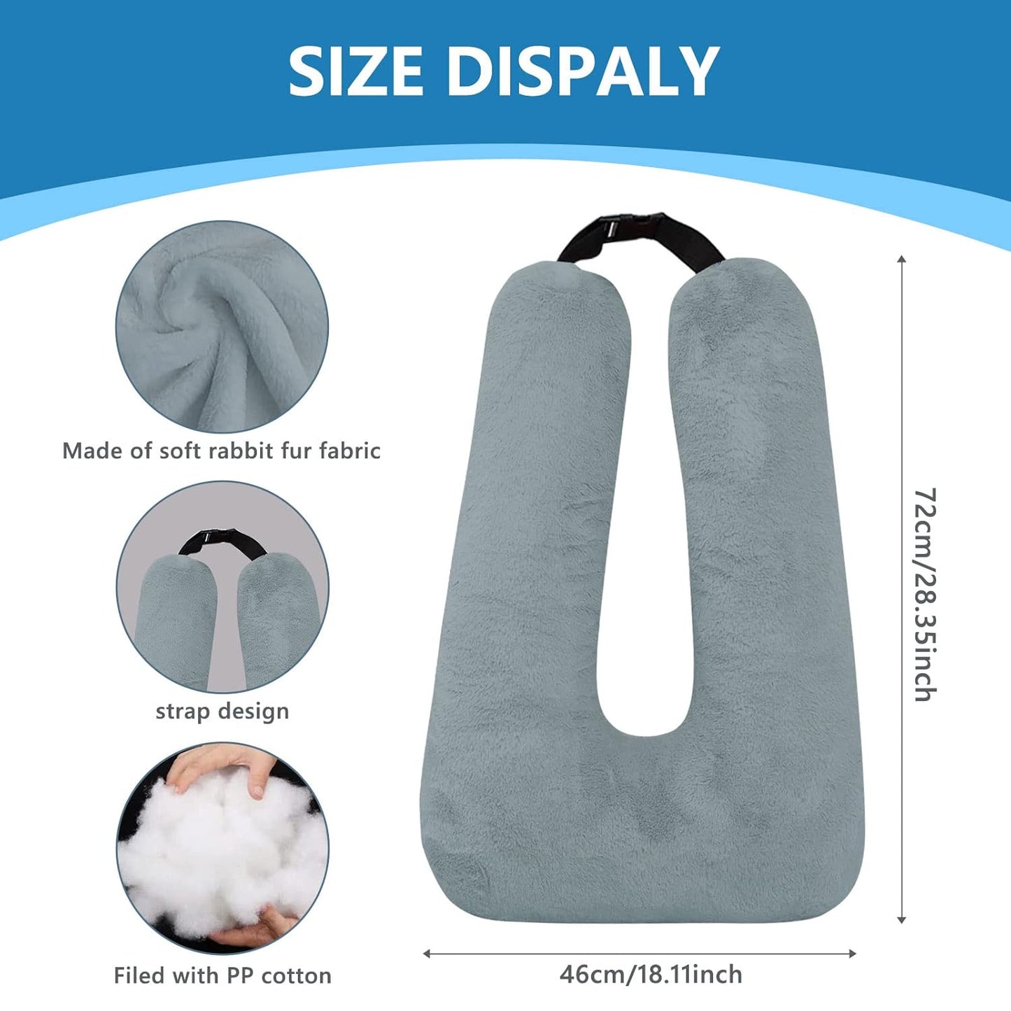 BSROLUNA Travel Pillow Car Sleeping Long Journeys Pillows for The Back seat Adults and Children on Head Support and Body Support U-Shaped Pillows(Grey)