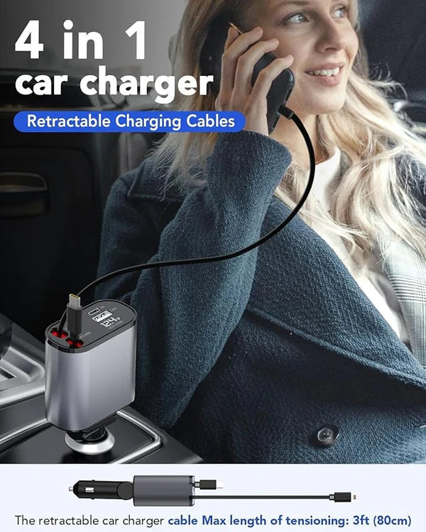 4-in-1 Retractable Car Charger