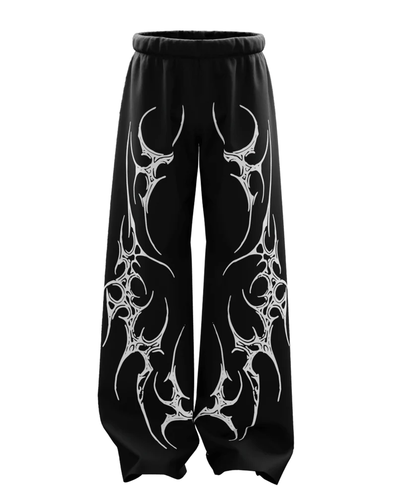 Black Scar Unisex Straight Baggy Pants