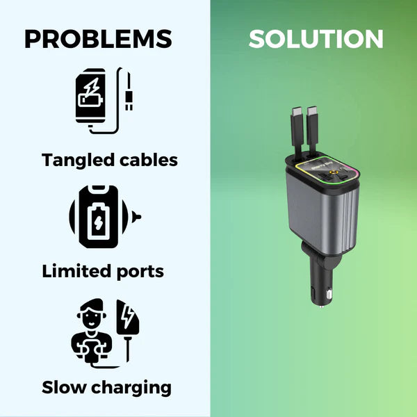 4-in-1 Retractable Car Charger