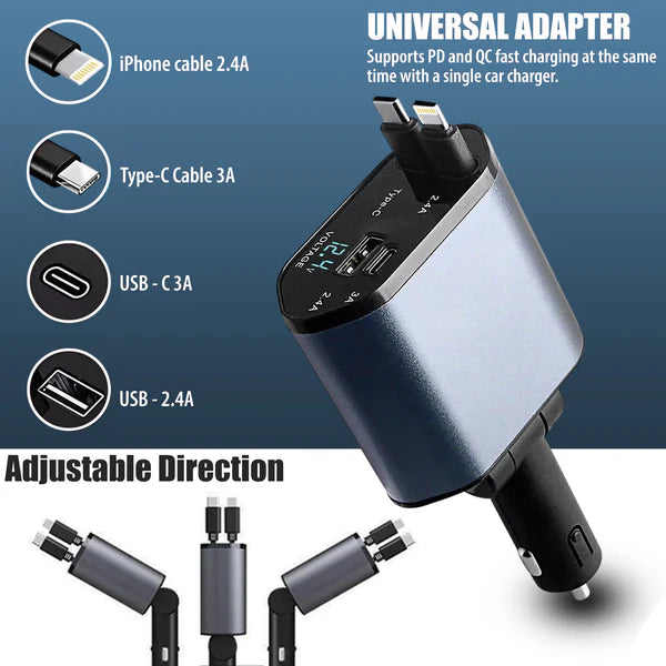 4-in-1 Retractable Car Charger