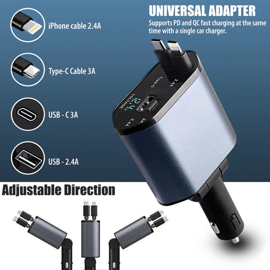 4-in-1 Retractable Car Charger