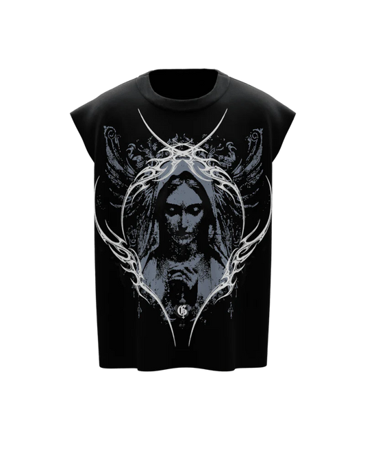 Maria Unisex Black Boxy Vest