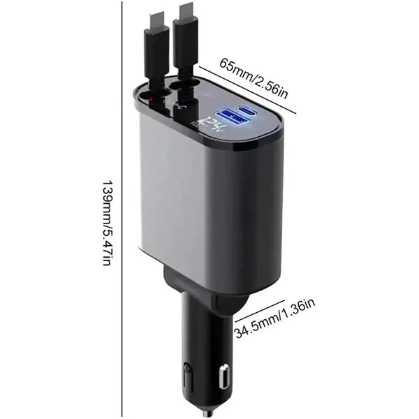 4-in-1 Retractable Car Charger