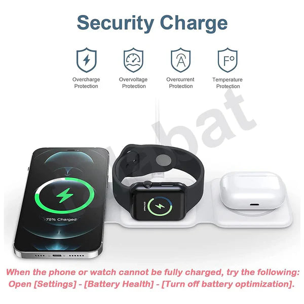 3-in-1 Magnetic Foldable Wireless Charger – MagSafe Compatible