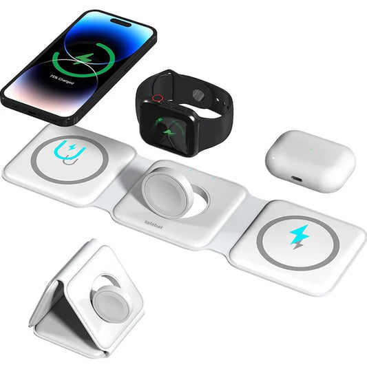 3-in-1 Magnetic Foldable Wireless Charger – MagSafe Compatible
