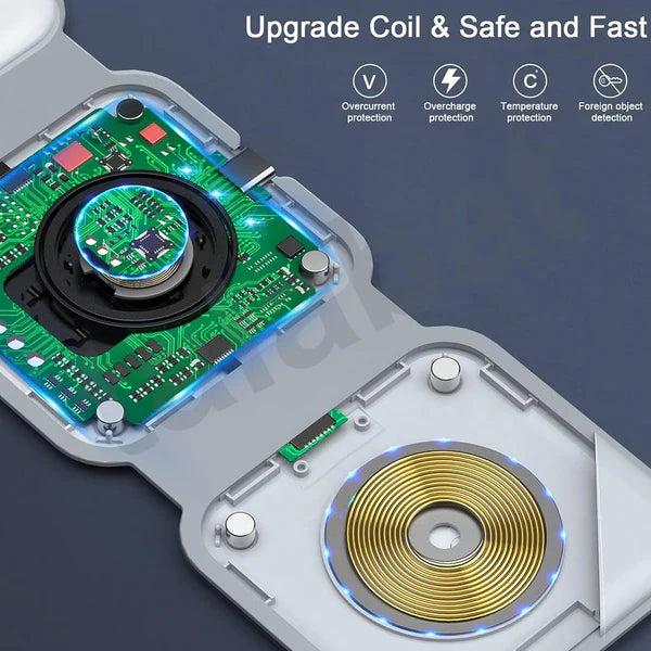 3-in-1 Magnetic Foldable Wireless Charger – MagSafe Compatible