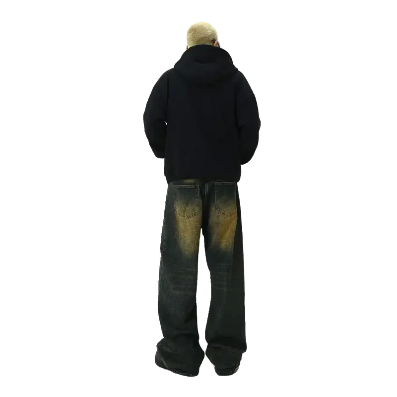 Mud Dyed Washed Baggy Jeans
