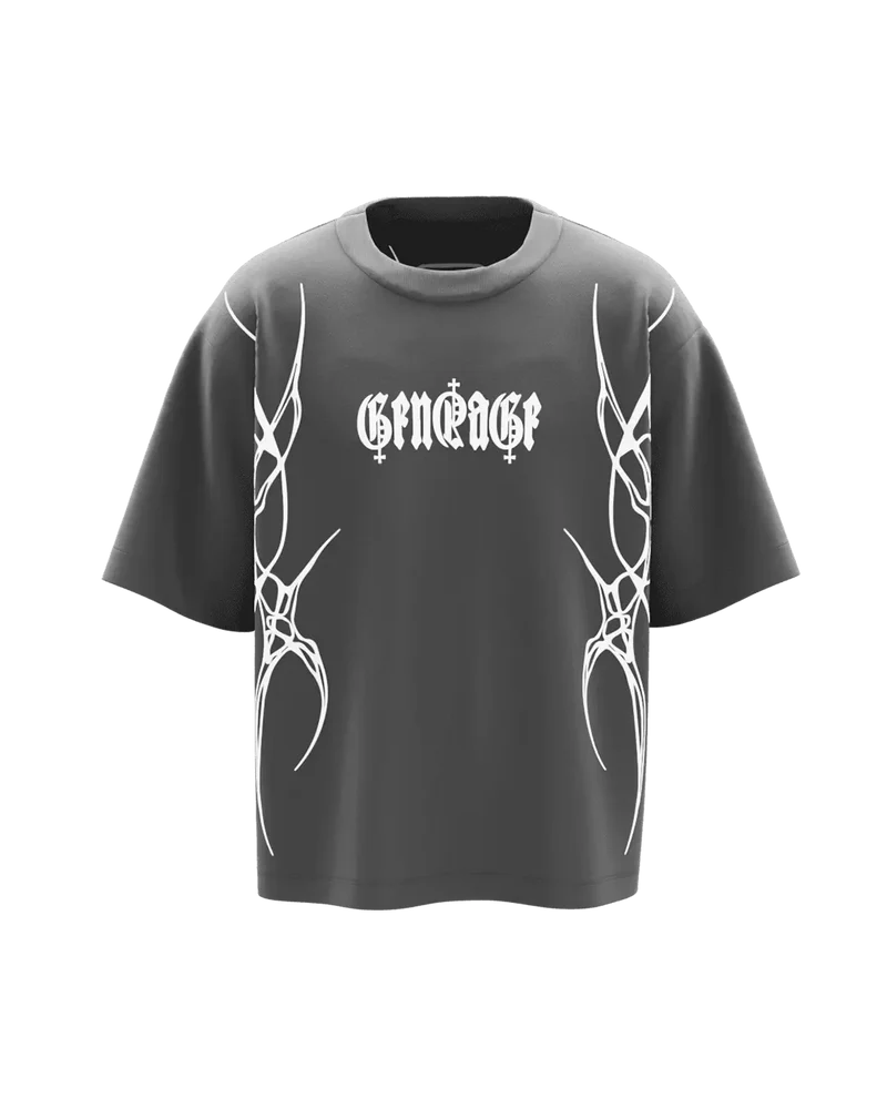 Sinutation Grey Charcoal Boxy Oversized Tshirt