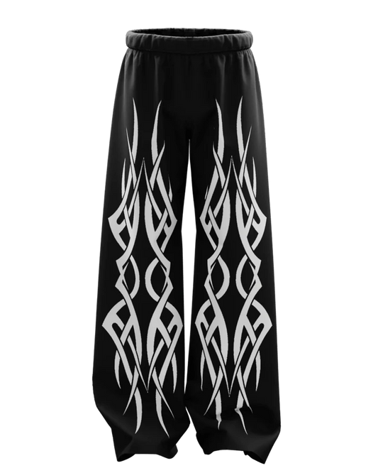 Throne Black Unisex Straight Fit Baggy Pants