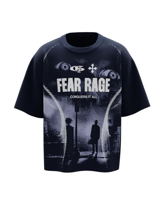 Fear Navy Blue Boxy Oversized Tshirt