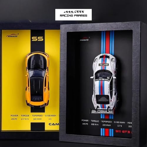 Toy Rush 3D Car Frame Wall Art | Wooden Frame with Removable Die-Cast Cars, Lights, Pull-Back Action & Opening Doors | Collectible Display for Car Lovers