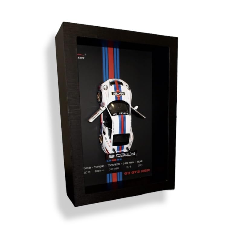 Toy Rush 3D Car Frame Wall Art | Wooden Frame with Removable Die-Cast Cars, Lights, Pull-Back Action & Opening Doors | Collectible Display for Car Lovers