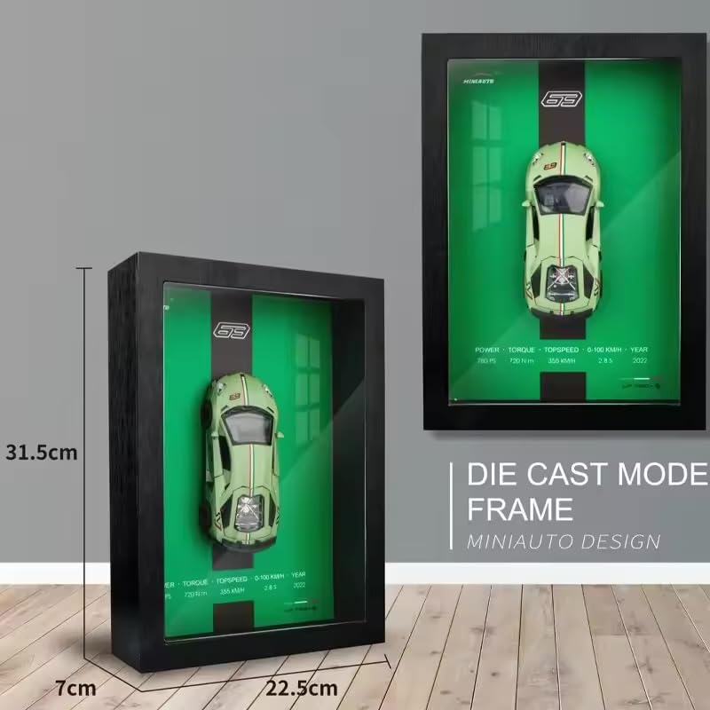 Toy Rush 3D Car Frame Wall Art | Wooden Frame with Removable Die-Cast Cars, Lights, Pull-Back Action & Opening Doors | Collectible Display for Car Lovers