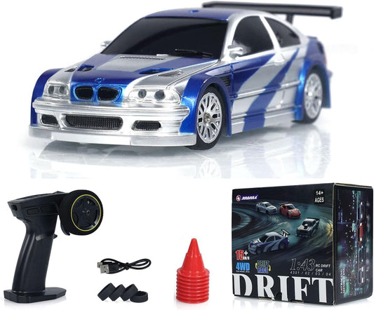 TOUCAN RC HOBBY Remote Control Mini Drift Car Race Car Toy Radio Lights Traffic Safety Cone Without A Gyro Blue