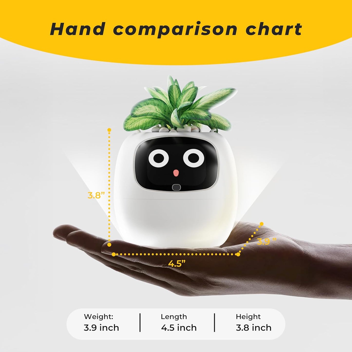 PLANTSIO Smart pet Planter Robot Guidance on Plant Care with Emojis, Adorable Plant Companion with Rich Gesture Interaction, Neat Desk Setup Gift (White)